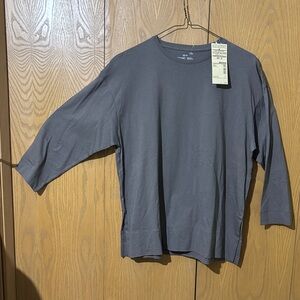 Muji Dark Gray 3/4 Sleeve Tee organic cotton and modal xs soft